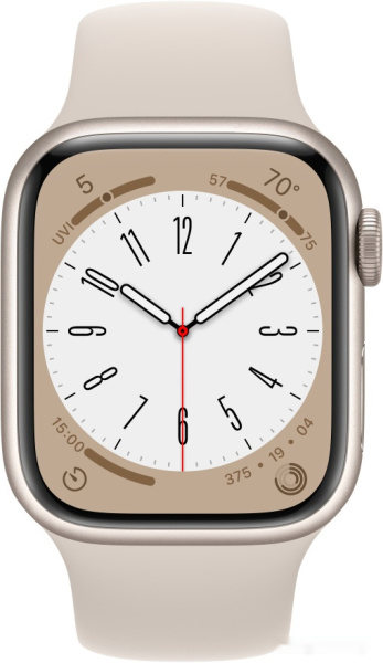 Apple Watch Series 8 41 мм (алюминиевый корпус, звездный свет/звездный свет, спортивный силиконовый ремешок)