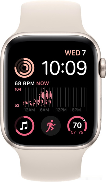Apple Watch SE 2 44 мм (алюминиевый корпус, звездный свет/звездный свет, силиконовый ремешок)