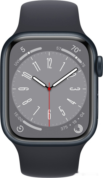 Apple Watch Series 8 41 мм (алюминиевый корпус, полуночный/полуночный, спортивный силиконовый ремешок)
