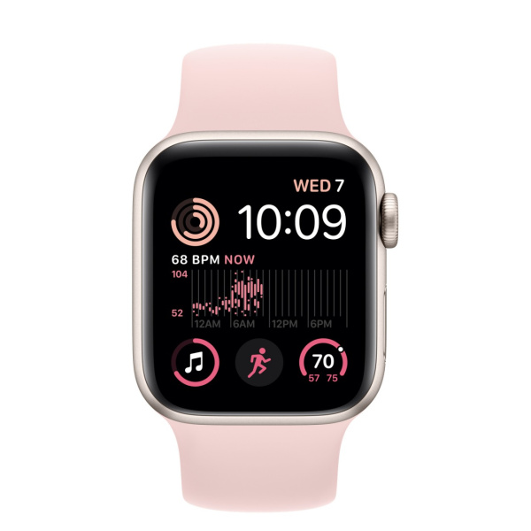 Apple Watch SE 2 40 мм (алюминиевый корпус, звездный свет/розовый мел, силиконовый ремешок)