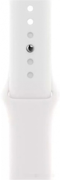 Apple Watch Series 8 45 мм (алюминиевый корпус, серебристый/белый, спортивный силиконовый ремешок)