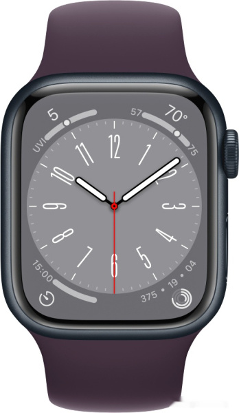 Apple Watch Series 8 41 мм (алюминиевый корпус, полуночный/бузина, спортивный силиконовый ремешок)