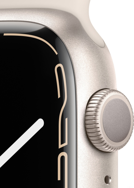 Apple Watch Series 7 45 мм (сияющая звезда/сияющая звезда спортивный) (MKN63)